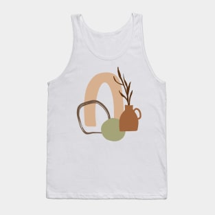 Minimal Modern  Abstract Shapes Leaf Terraccota  Vase Warm Tones  Design Tank Top